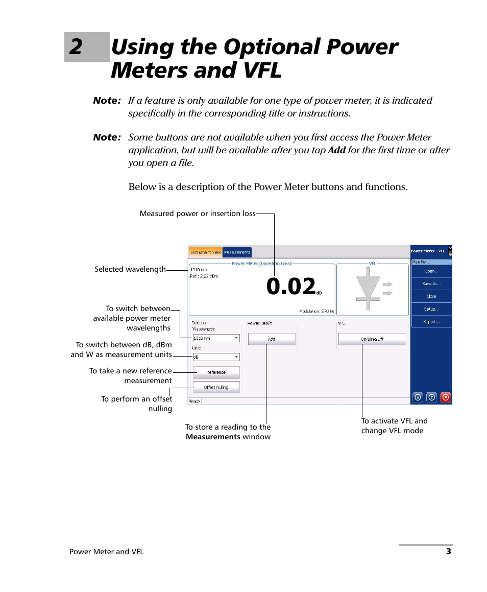 2 using the optional power meters and vfl, 2using the optional power meters and vfl | EXFO Inline Power Meter User Manual | Page 7 / 43