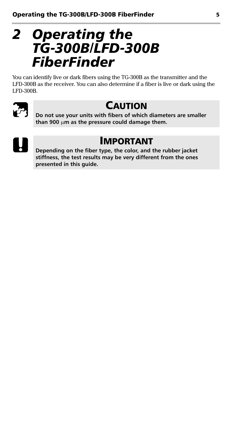 2 operating the tg-300b/lfd-300b fiberfinder | EXFO TG-300B Tone Generator User Manual | Page 10 / 27