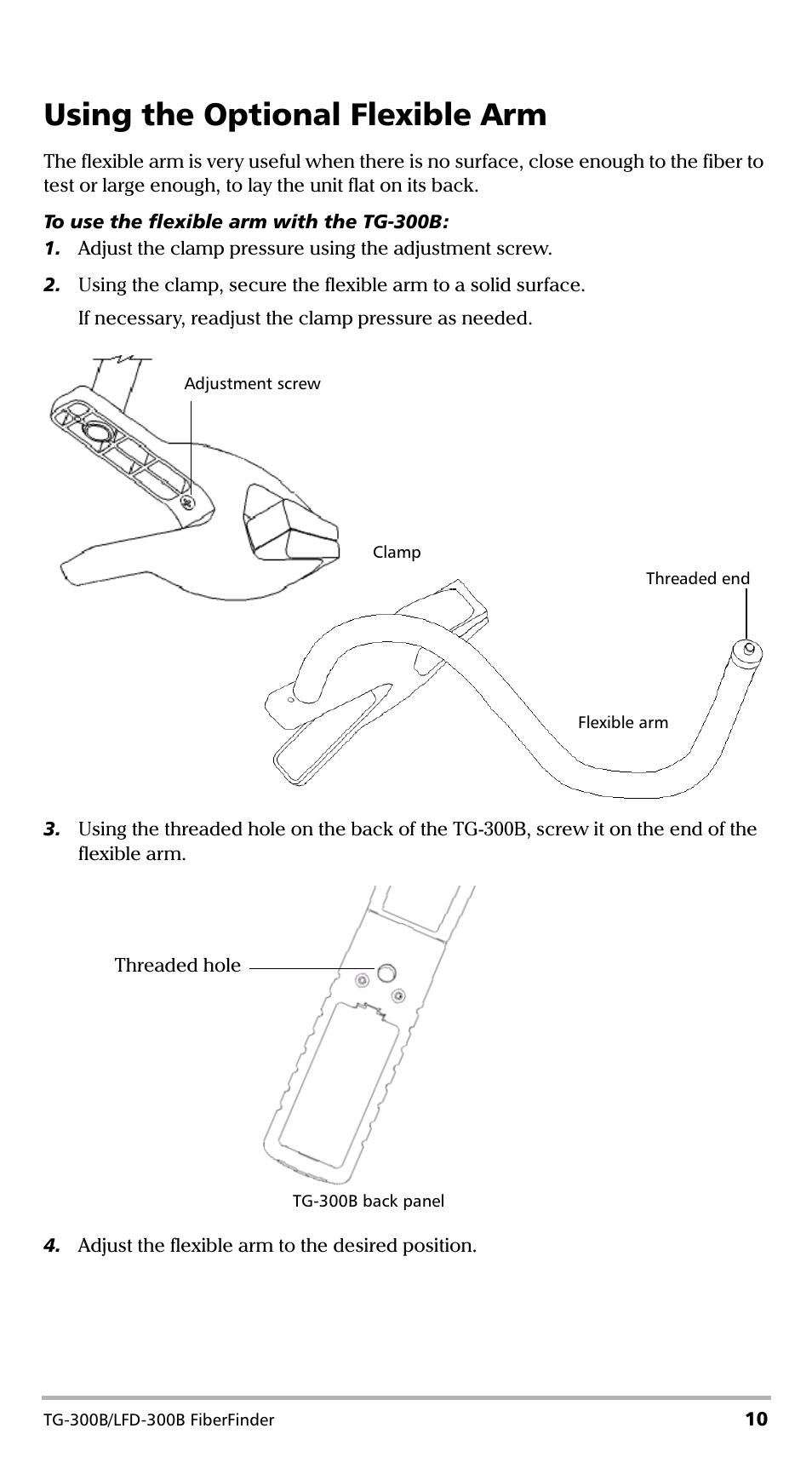 Using the optional flexible arm | EXFO TG-300B Tone Generator User Manual | Page 15 / 27