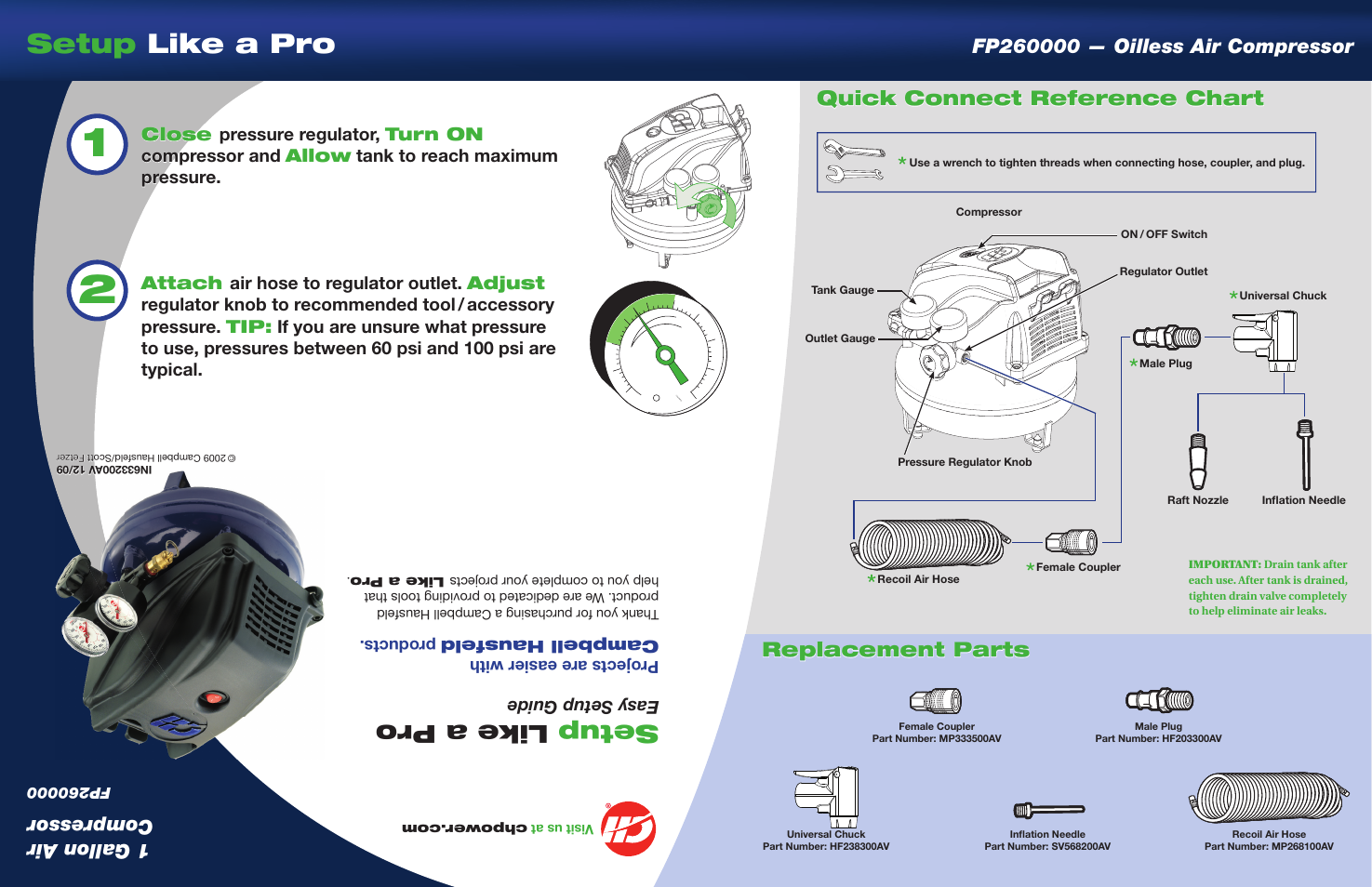 Campbell Hausfeld FP260000 User Manual | 2 pages