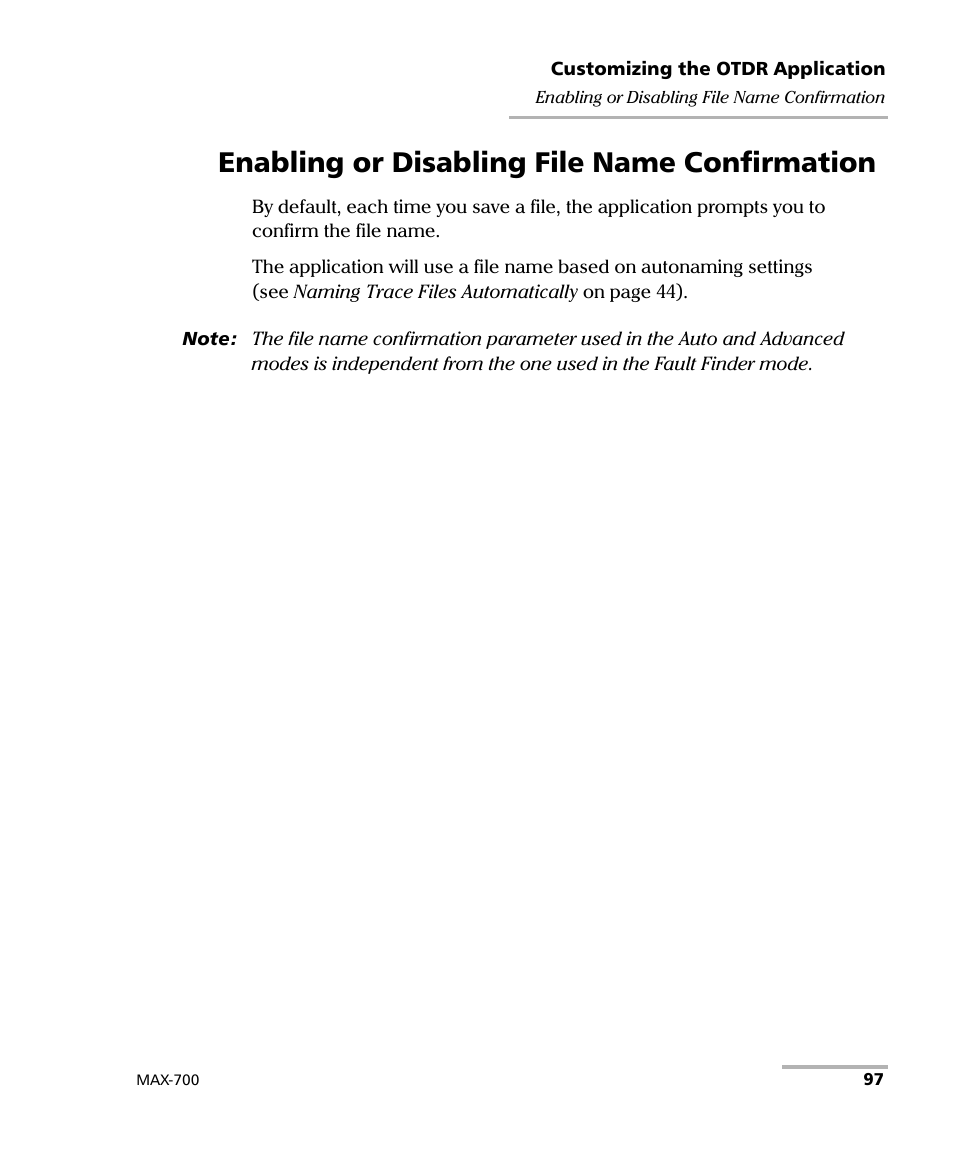 Enabling or disabling file name confirmation | EXFO MAX-700 User Manual | Page 109 / 381