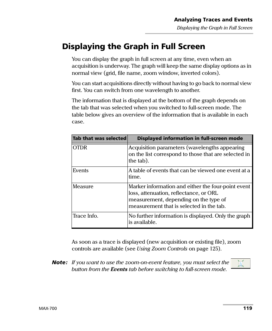 Displaying the graph in full screen | EXFO MAX-700 User Manual | Page 131 / 381