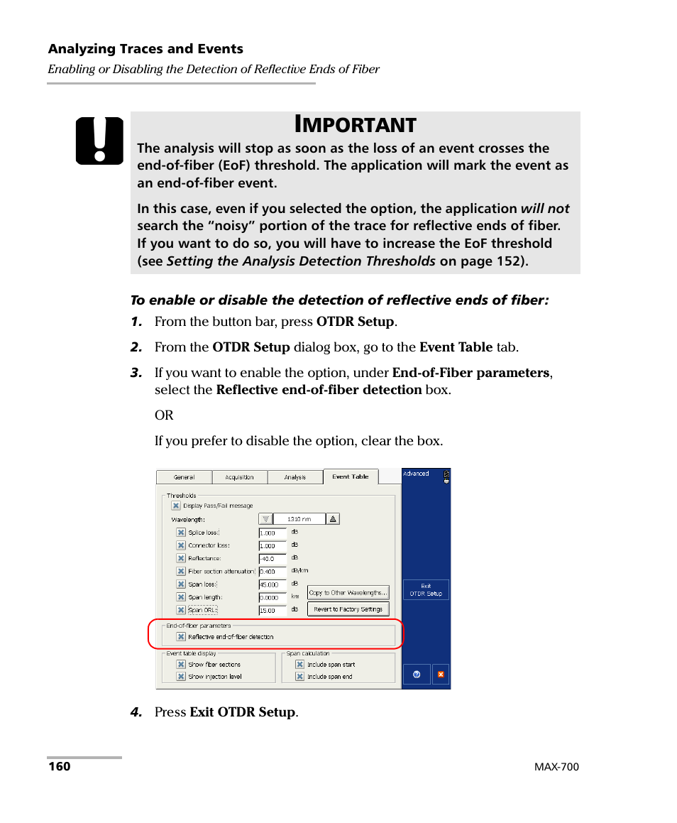 Mportant | EXFO MAX-700 User Manual | Page 172 / 381