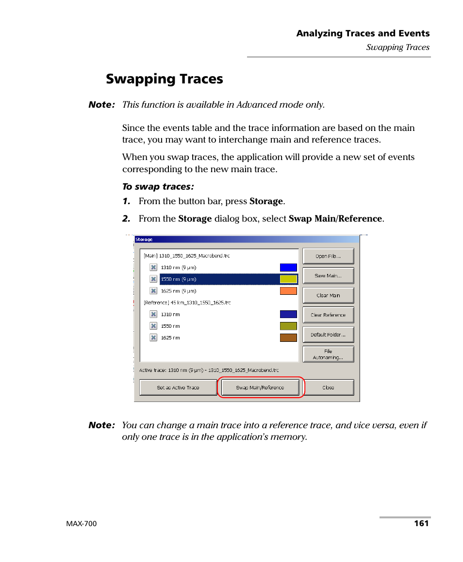 Swapping traces | EXFO MAX-700 User Manual | Page 173 / 381