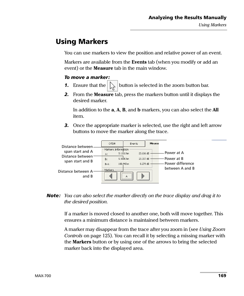 Using markers | EXFO MAX-700 User Manual | Page 181 / 381