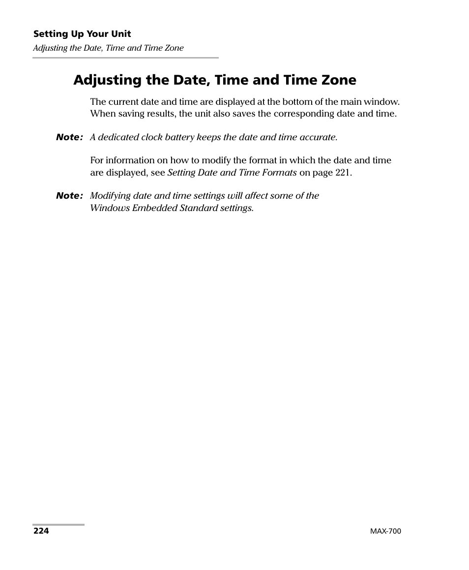 Adjusting the date, time and time zone | EXFO MAX-700 User Manual | Page 236 / 381