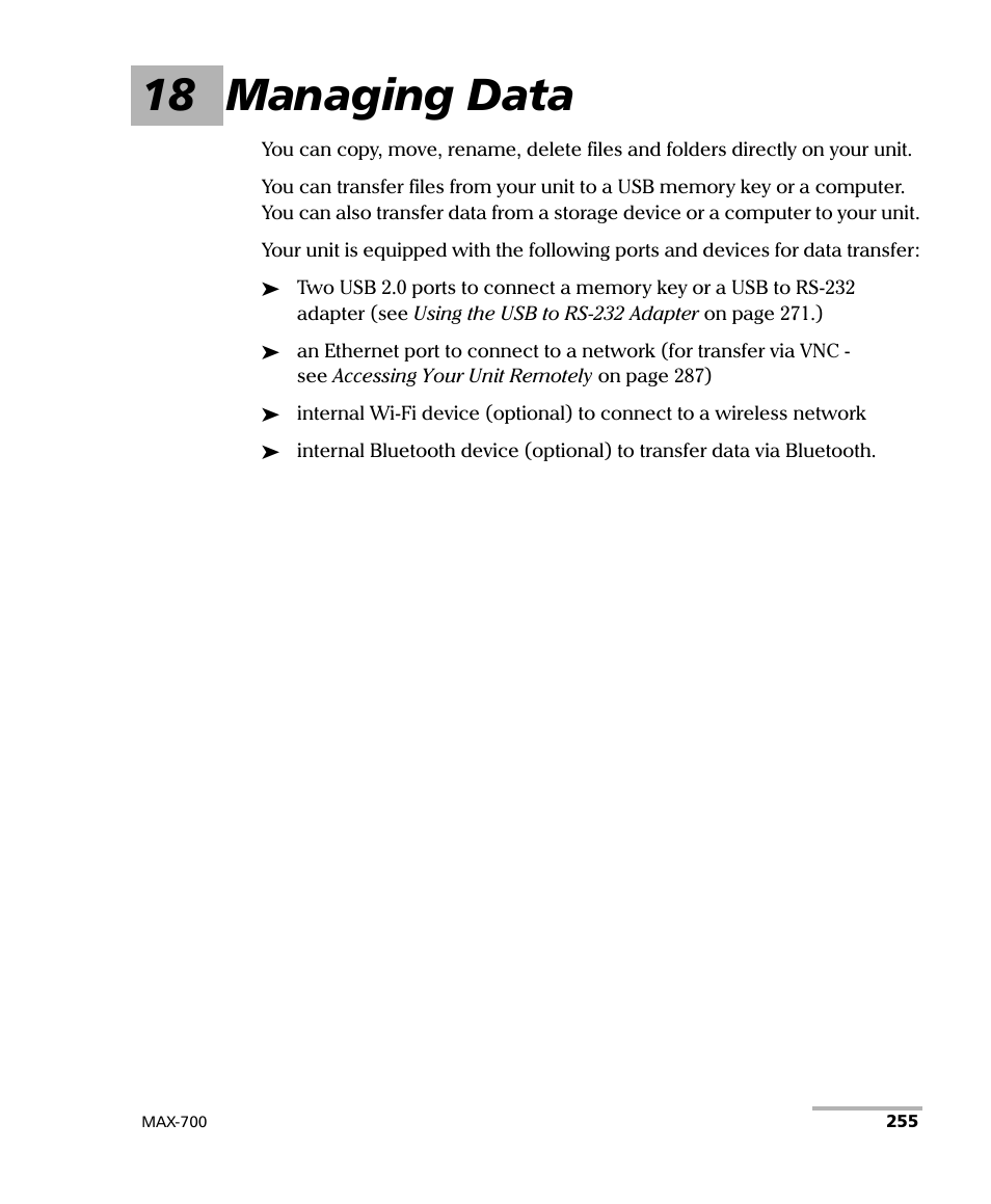 18 managing data | EXFO MAX-700 User Manual | Page 267 / 381