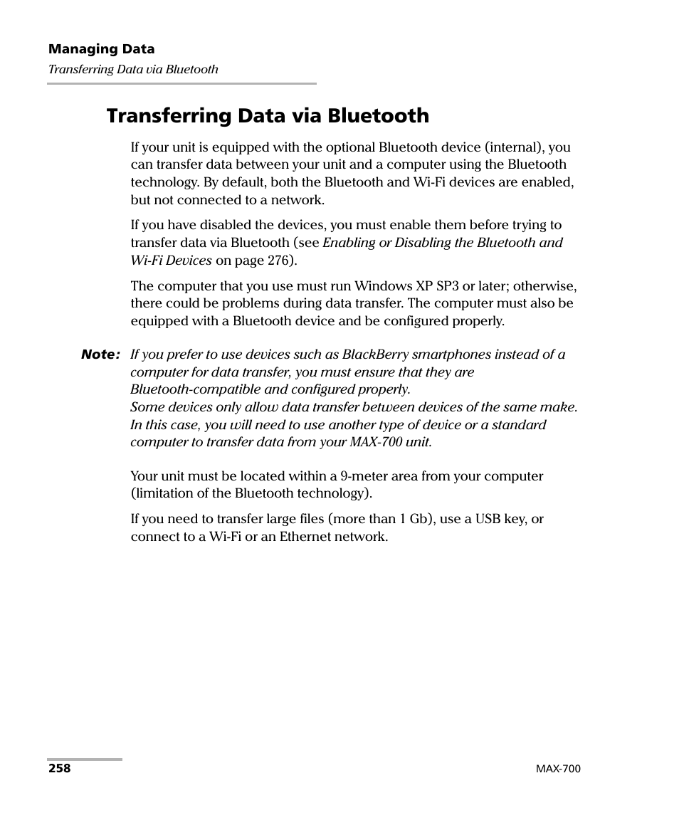 Transferring data via bluetooth | EXFO MAX-700 User Manual | Page 270 / 381