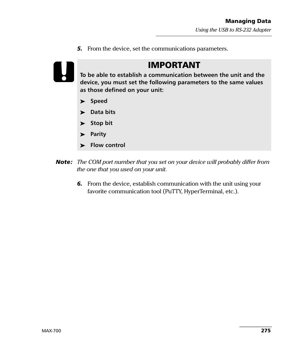 Important | EXFO MAX-700 User Manual | Page 287 / 381