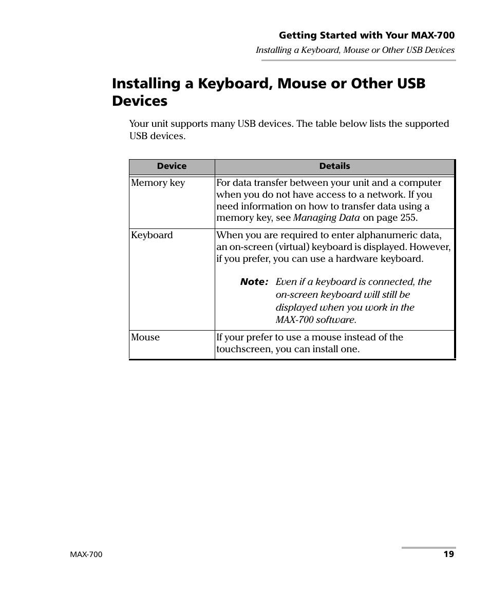 Installing a keyboard, mouse or other usb devices | EXFO MAX-700 User Manual | Page 31 / 381