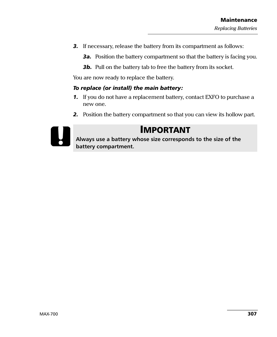 Mportant | EXFO MAX-700 User Manual | Page 319 / 381