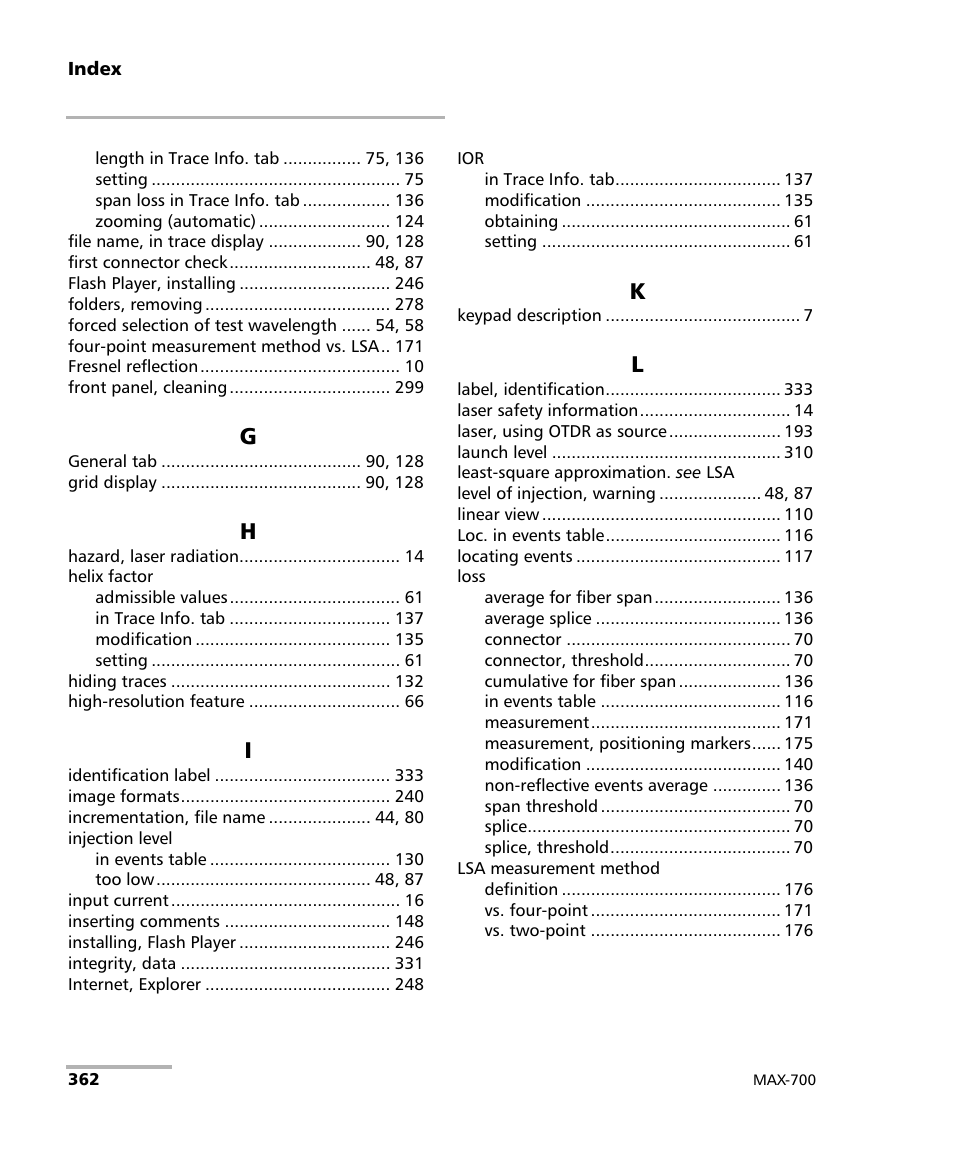 EXFO MAX-700 User Manual | Page 374 / 381