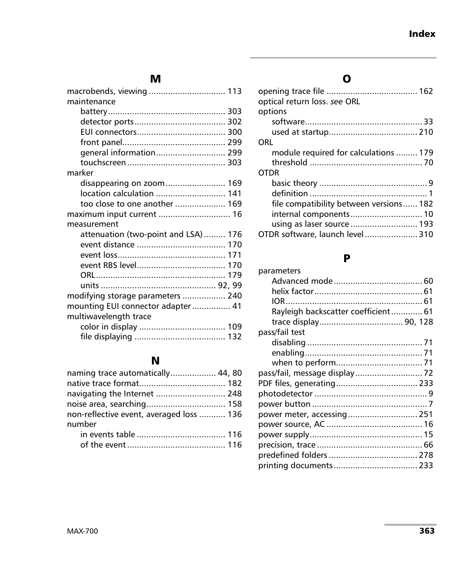 EXFO MAX-700 User Manual | Page 375 / 381