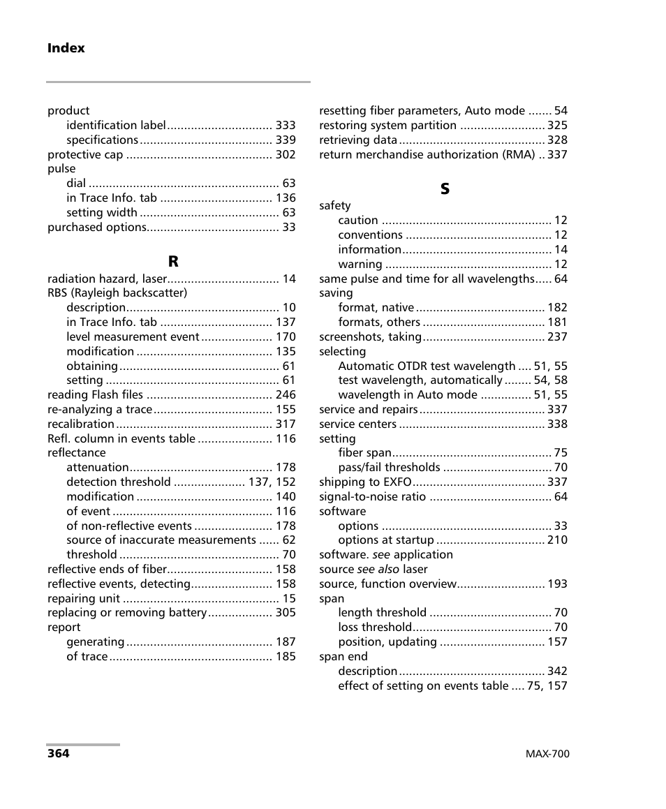 EXFO MAX-700 User Manual | Page 376 / 381