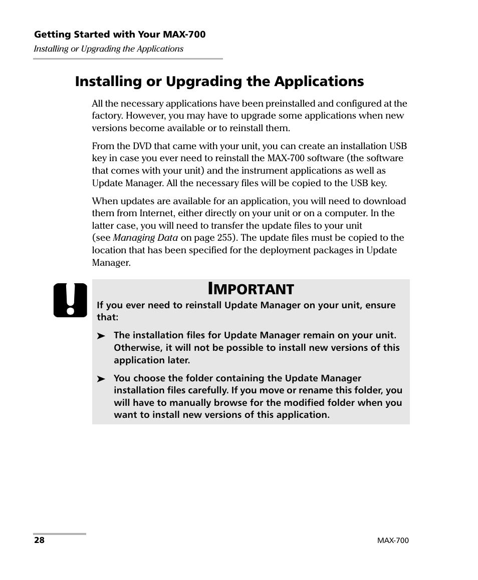 Installing or upgrading the applications, Mportant | EXFO MAX-700 User Manual | Page 40 / 381