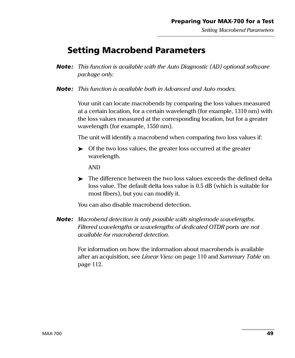 Setting macrobend parameters | EXFO MAX-700 User Manual | Page 61 / 381