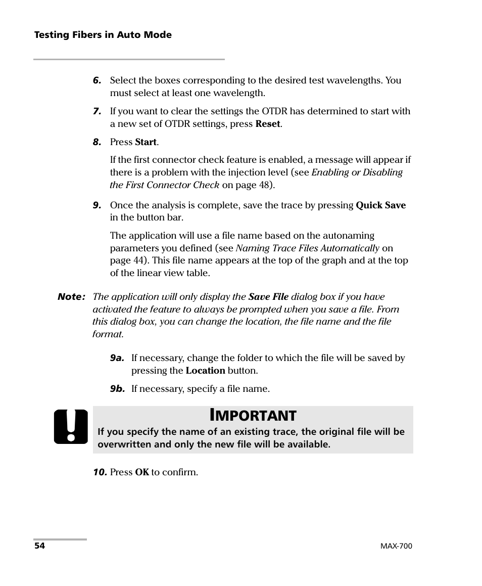 Mportant | EXFO MAX-700 User Manual | Page 66 / 381