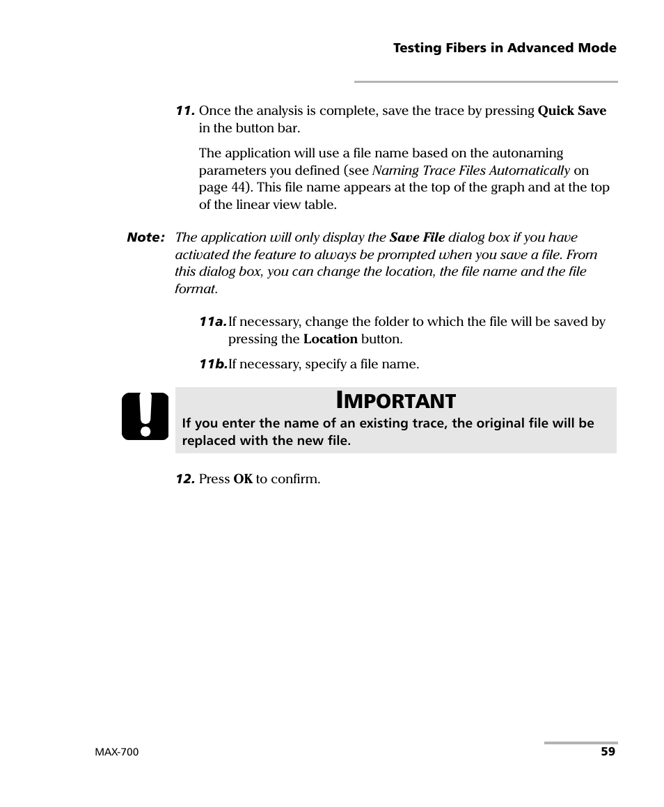 Mportant | EXFO MAX-700 User Manual | Page 71 / 381