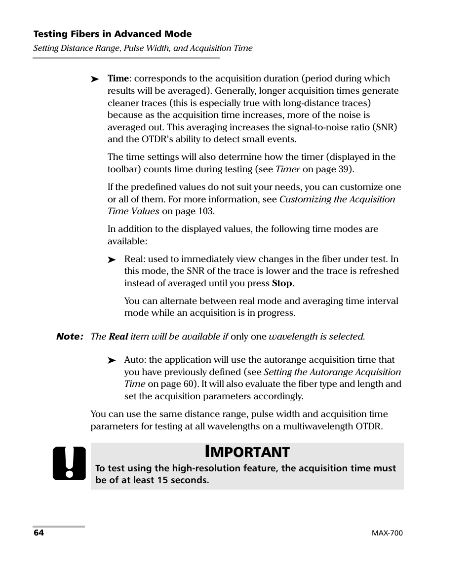 Mportant | EXFO MAX-700 User Manual | Page 76 / 381