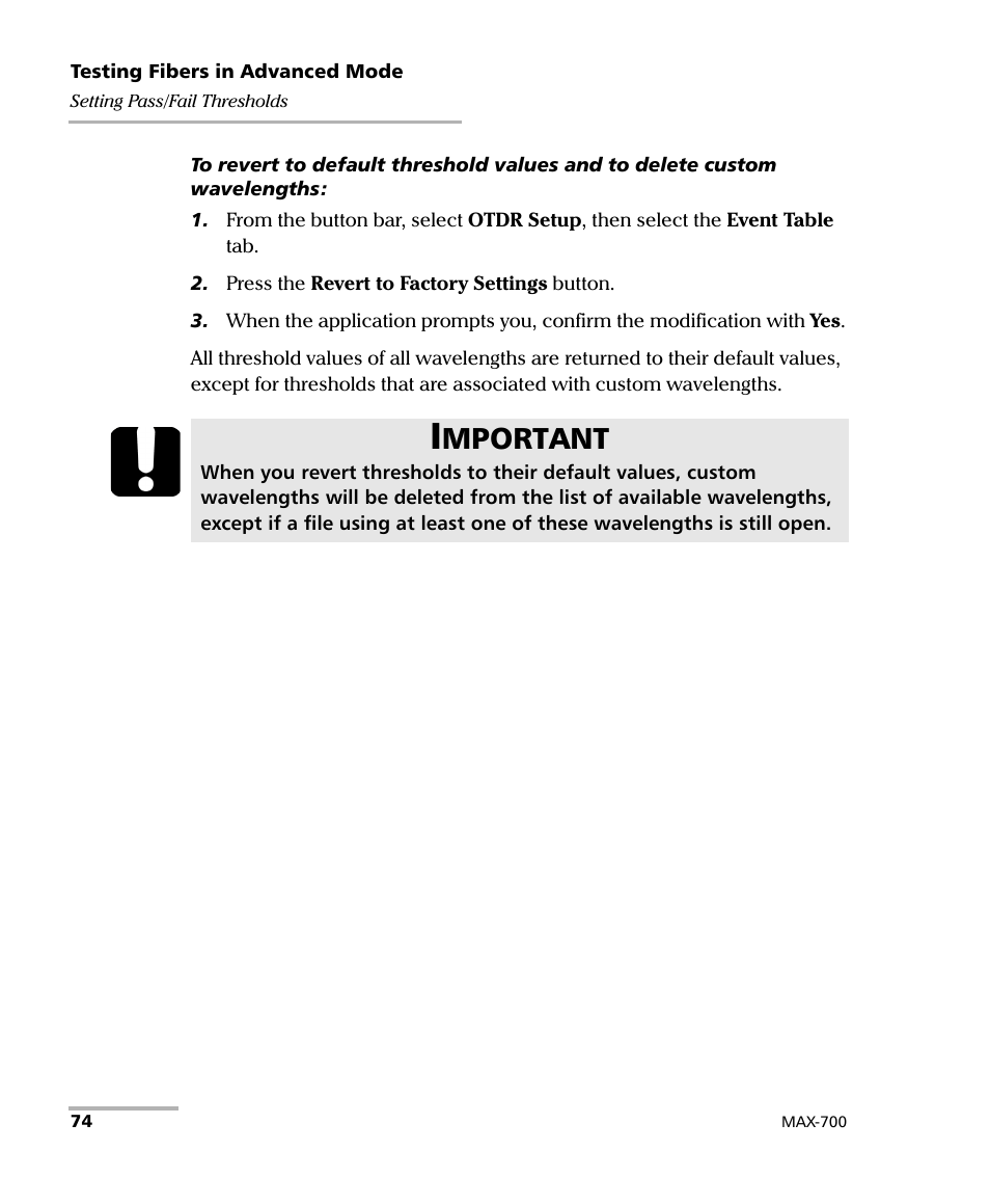 Mportant | EXFO MAX-700 User Manual | Page 86 / 381