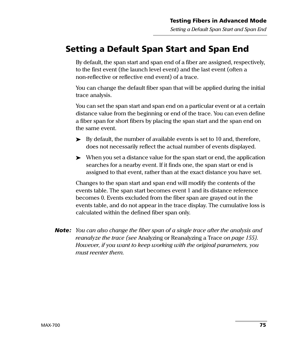 Setting a default span start and span end | EXFO MAX-700 User Manual | Page 87 / 381