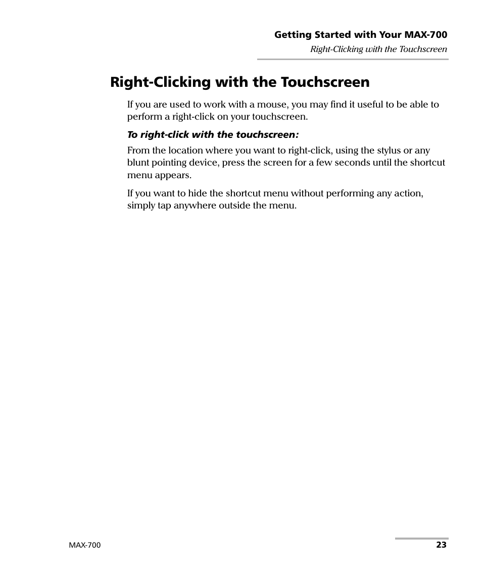 Right-clicking with the touchscreen | EXFO MAX-710-P User Manual | Page 35 / 381