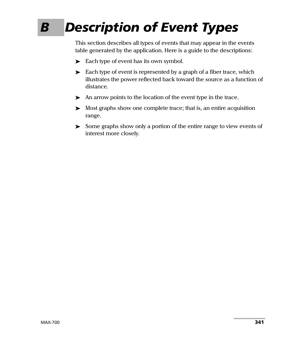 B description of event types | EXFO MAX-710-P User Manual | Page 353 / 381