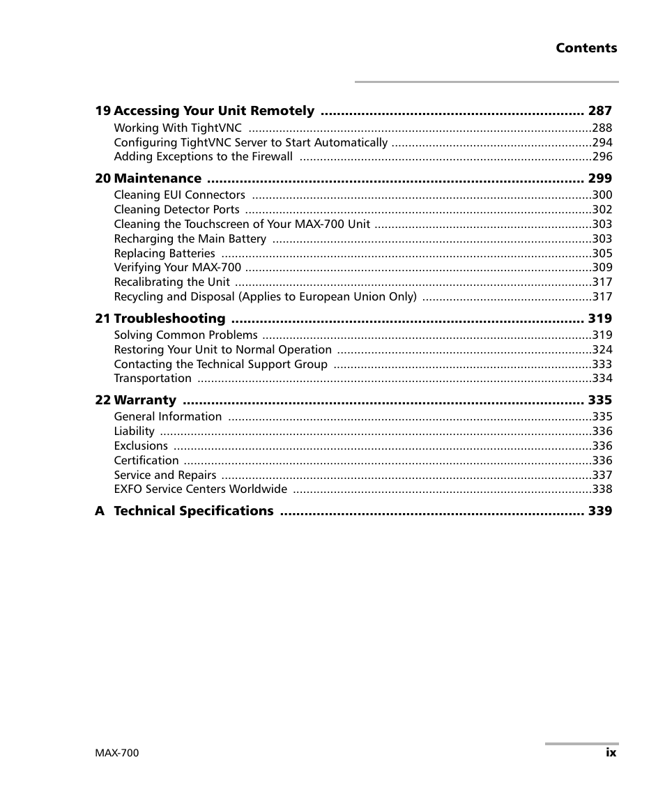 EXFO MAX-710-P User Manual | Page 9 / 381