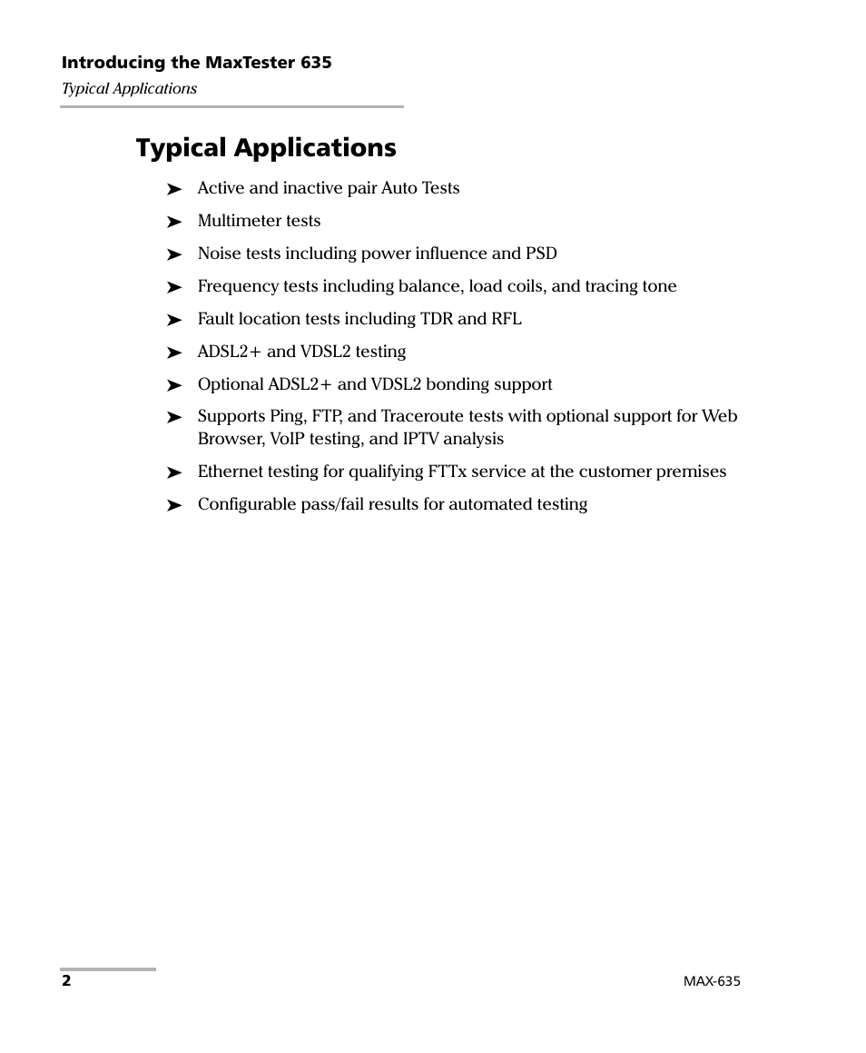 Typical applications | EXFO MaxTester 635 User Manual | Page 10 / 355