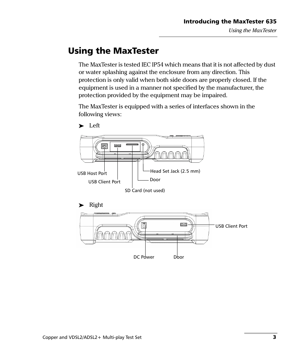 Using the maxtester | EXFO MaxTester 635 User Manual | Page 11 / 355
