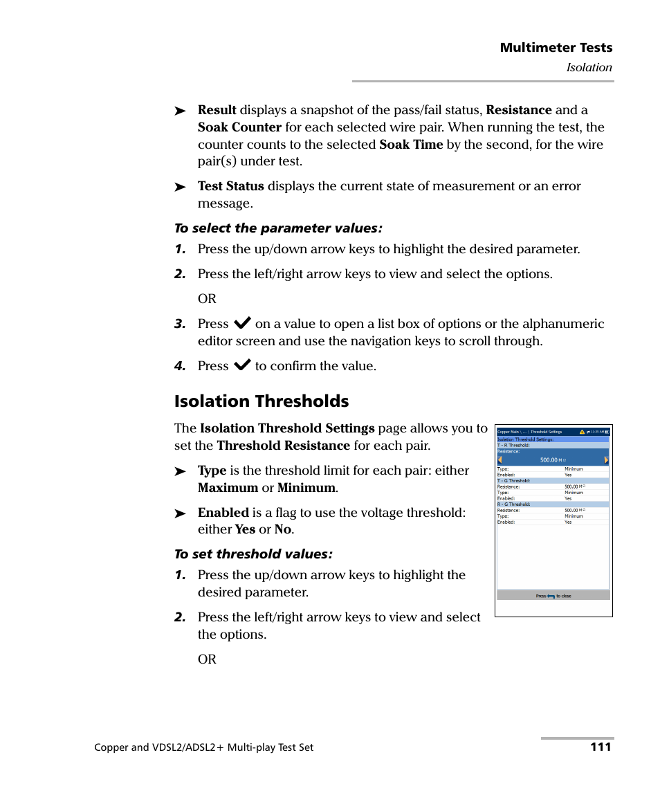 Isolation thresholds | EXFO MaxTester 635 User Manual | Page 119 / 355