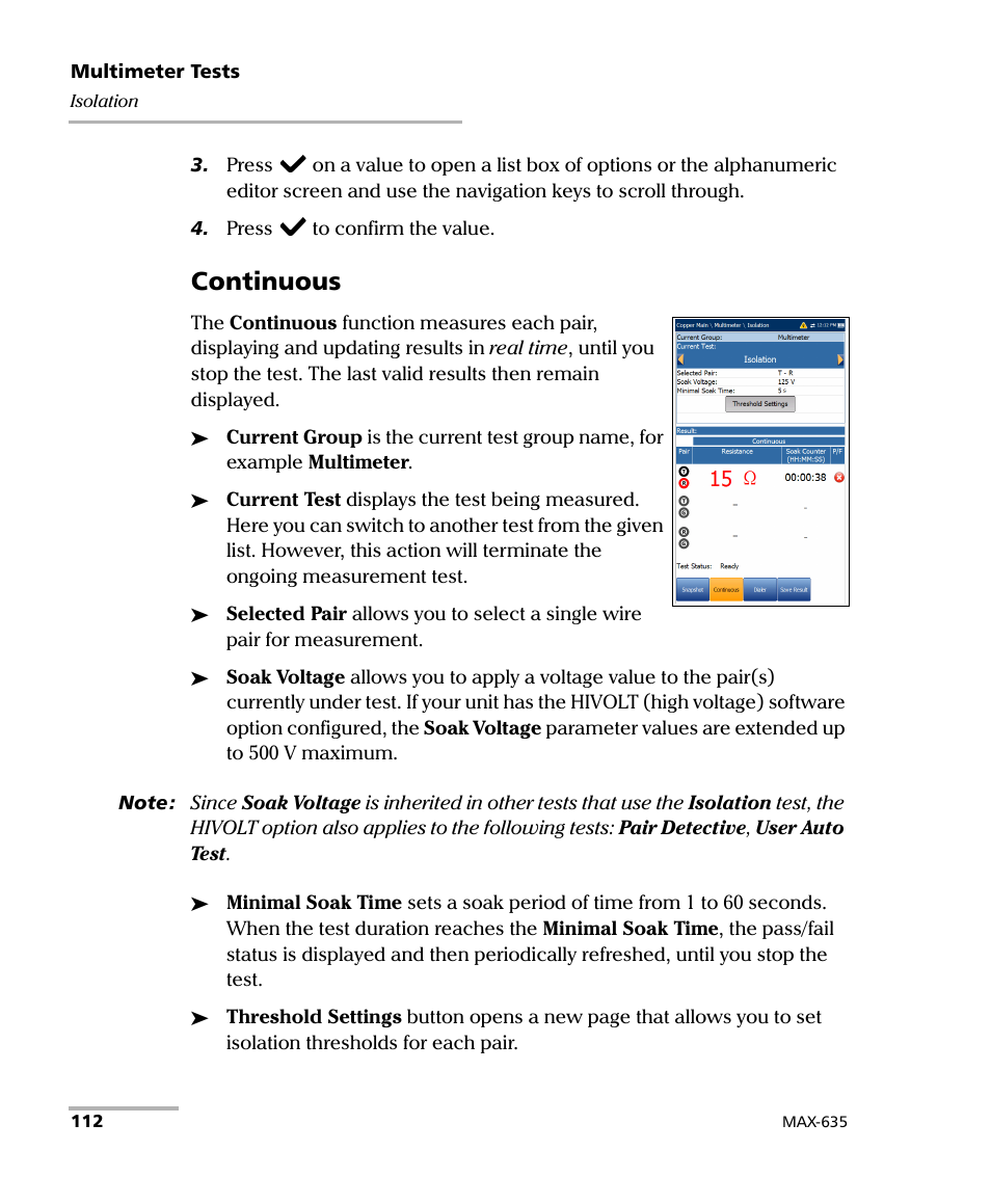 Continuous | EXFO MaxTester 635 User Manual | Page 120 / 355