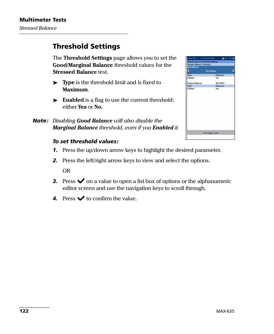 Threshold settings | EXFO MaxTester 635 User Manual | Page 130 / 355