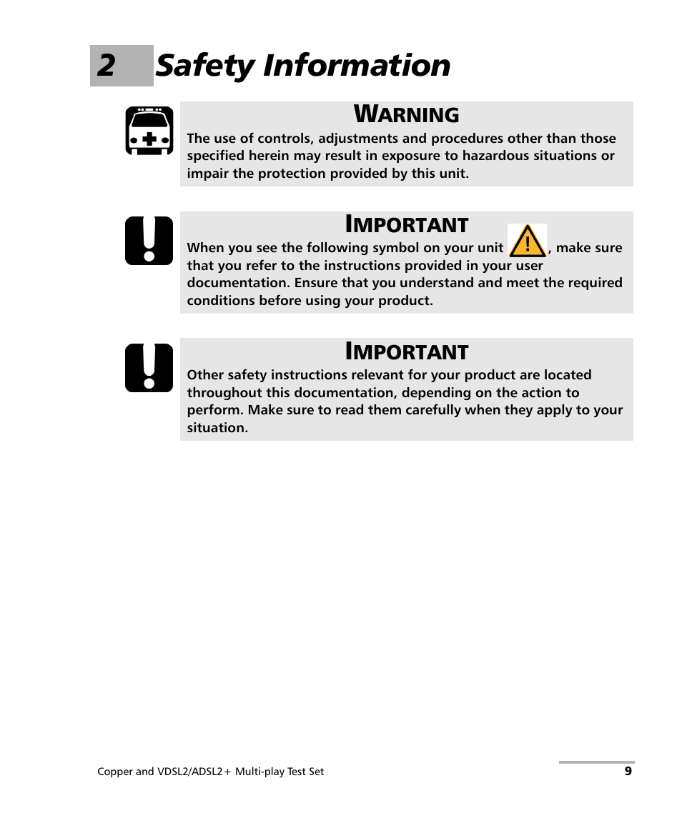 2 safety information, 2safety information | EXFO MaxTester 635 User Manual | Page 17 / 355