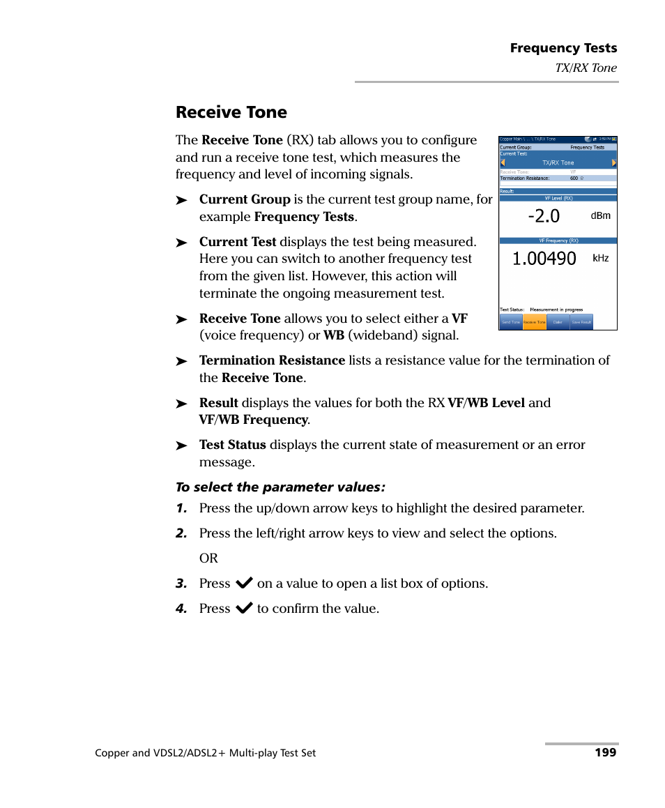 Receive tone | EXFO MaxTester 635 User Manual | Page 207 / 355