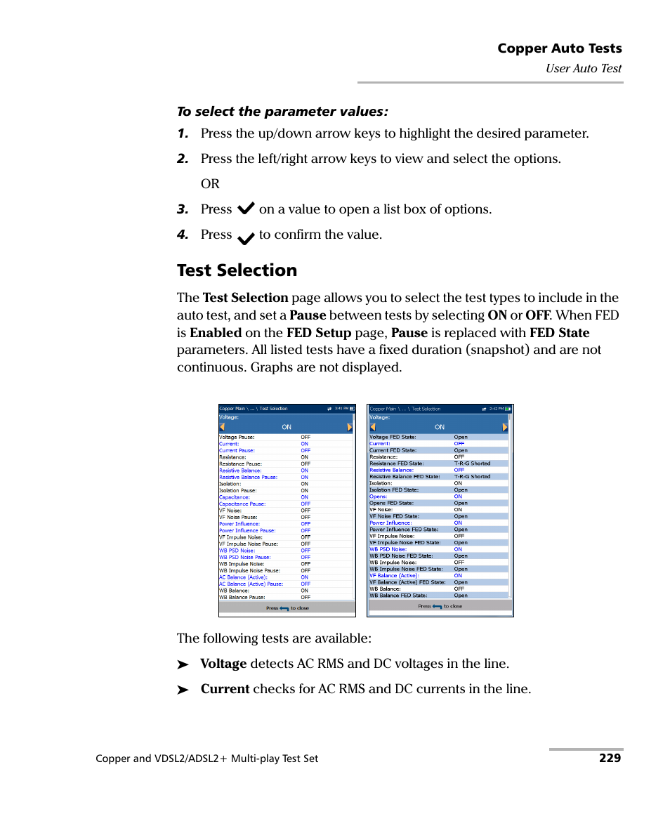 Test selection | EXFO MaxTester 635 User Manual | Page 237 / 355