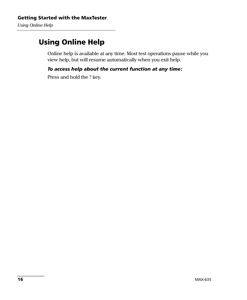 Using online help | EXFO MaxTester 635 User Manual | Page 24 / 355
