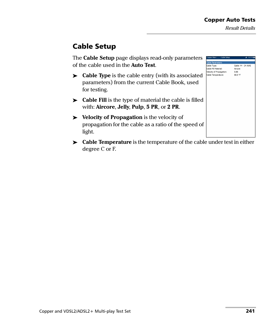 Cable setup | EXFO MaxTester 635 User Manual | Page 249 / 355