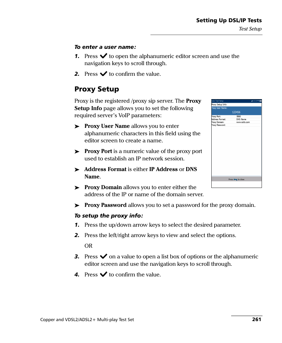 Proxy setup | EXFO MaxTester 635 User Manual | Page 269 / 355