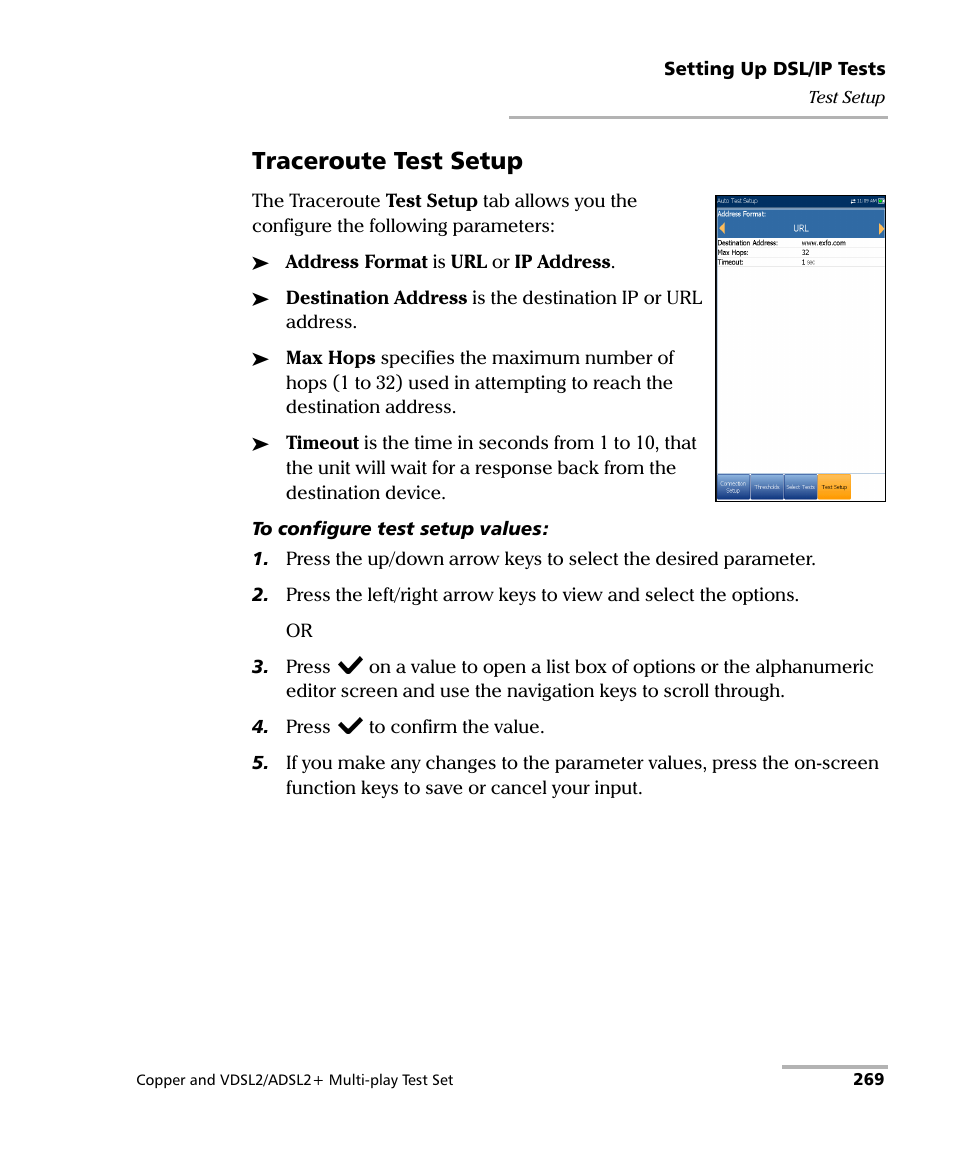 Traceroute test setup | EXFO MaxTester 635 User Manual | Page 277 / 355