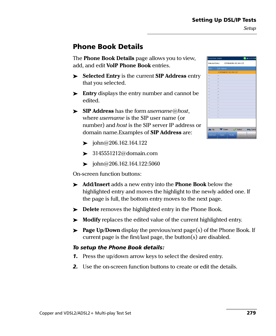 Phone book details | EXFO MaxTester 635 User Manual | Page 287 / 355