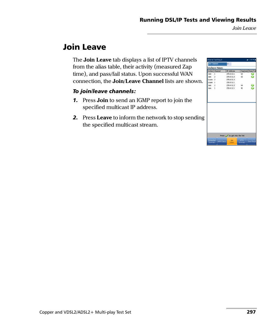 Join leave | EXFO MaxTester 635 User Manual | Page 305 / 355