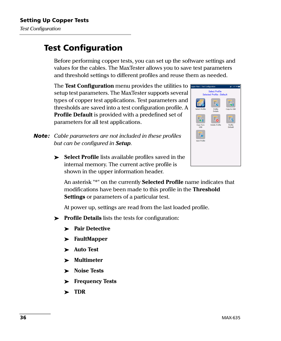 Test configuration | EXFO MaxTester 635 User Manual | Page 44 / 355