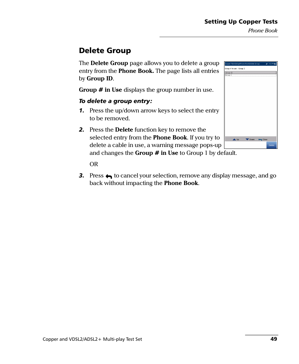 Delete group | EXFO MaxTester 635 User Manual | Page 57 / 355