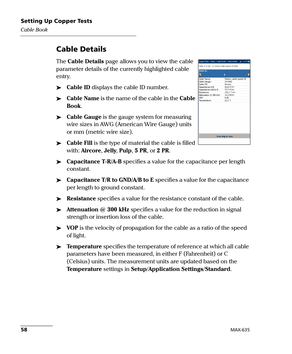 Cable details | EXFO MaxTester 635 User Manual | Page 66 / 355