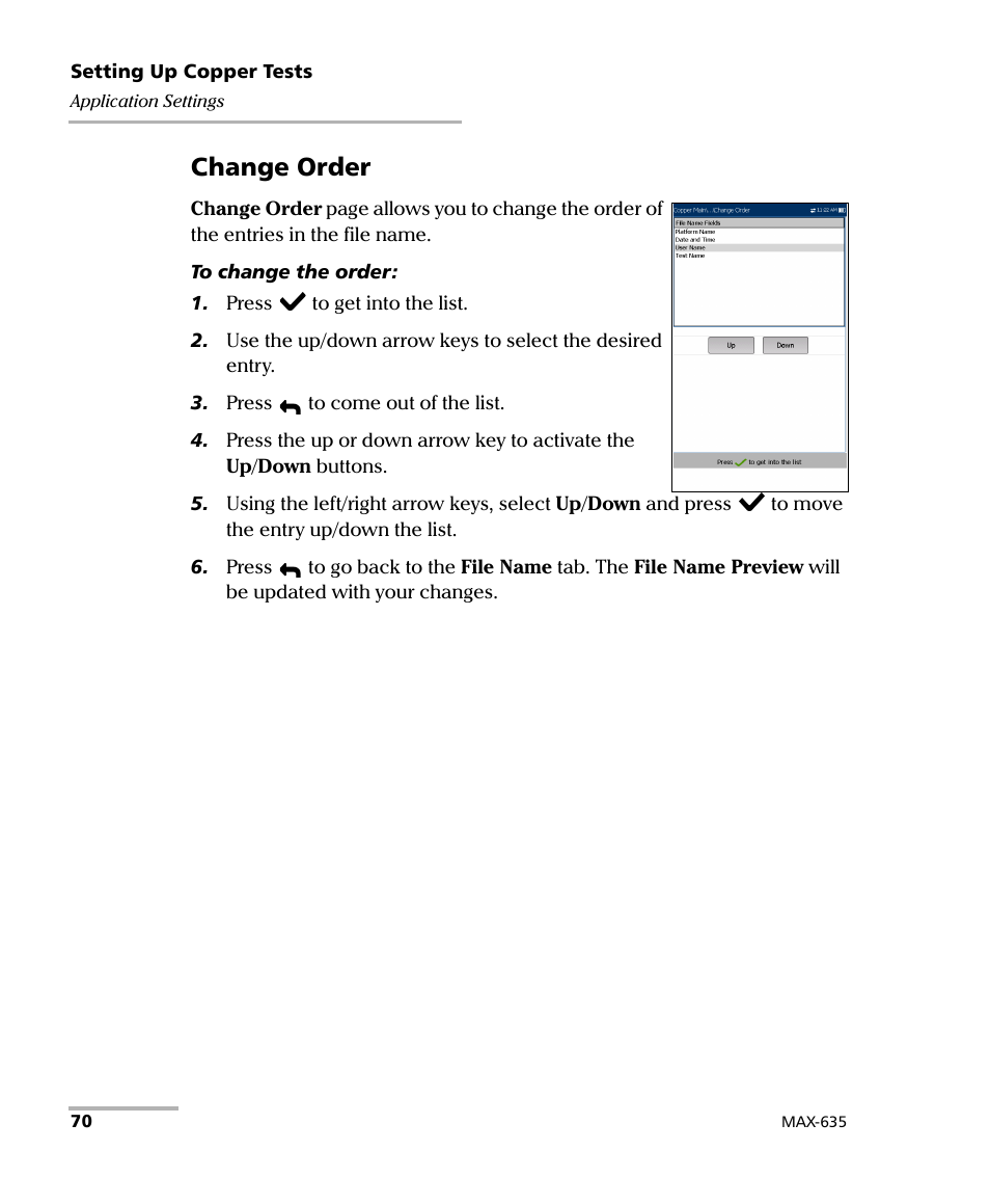 Change order | EXFO MaxTester 635 User Manual | Page 78 / 355