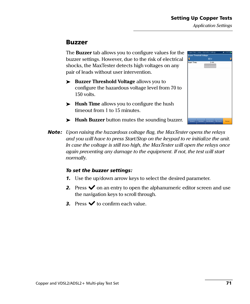 Buzzer | EXFO MaxTester 635 User Manual | Page 79 / 355