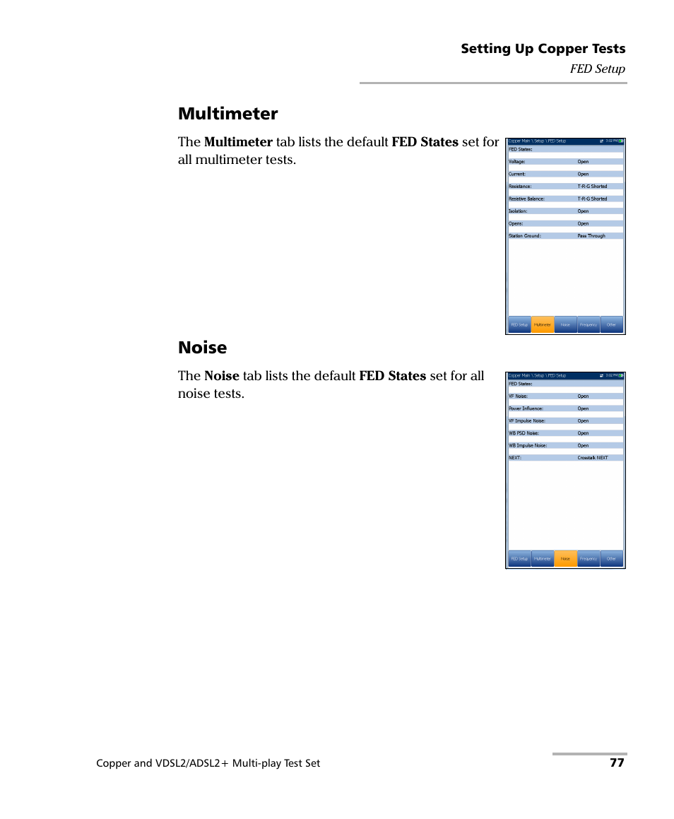 Multimeter, Noise | EXFO MaxTester 635 User Manual | Page 85 / 355