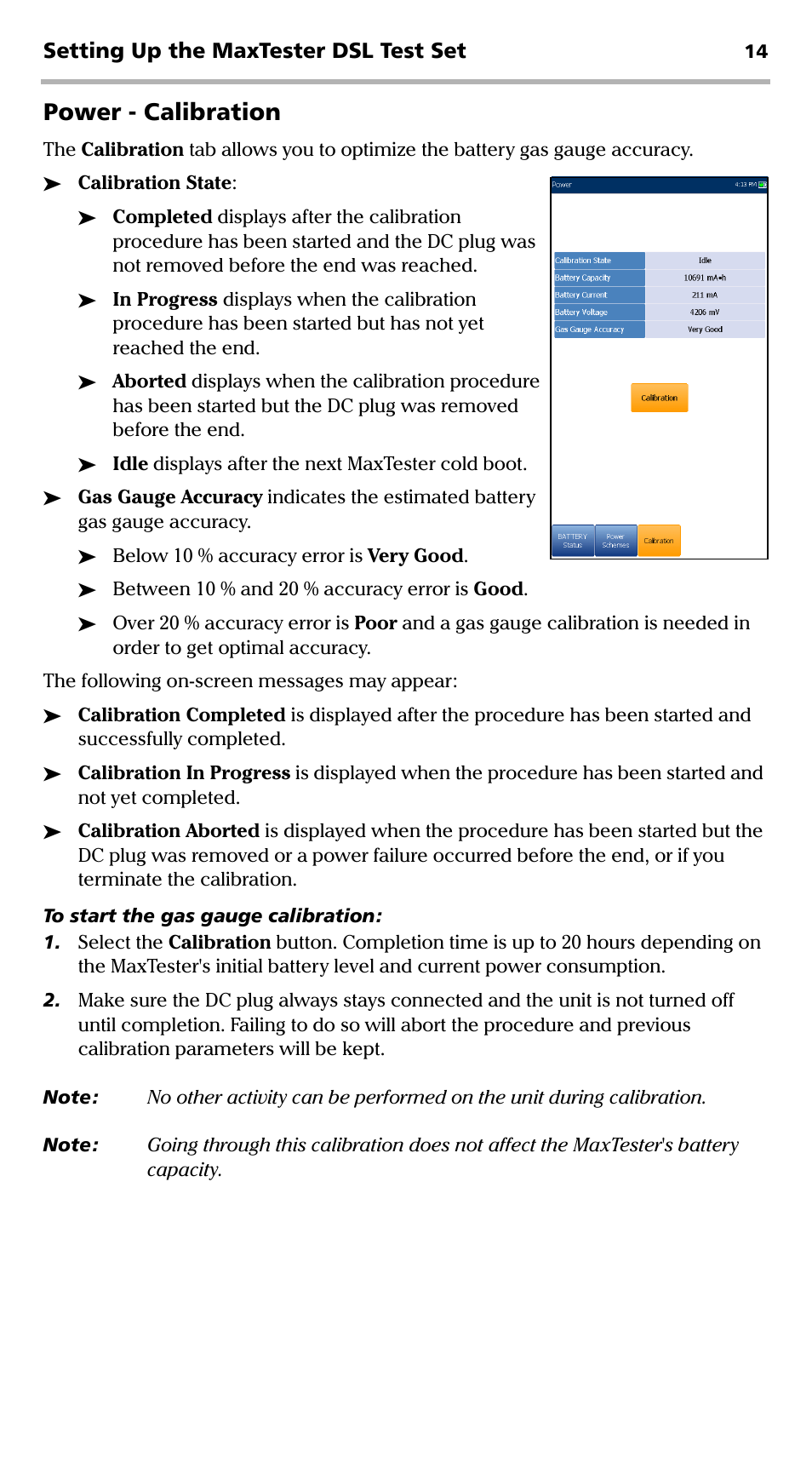 Power - calibration | EXFO MaxTester DSL User Manual | Page 20 / 58