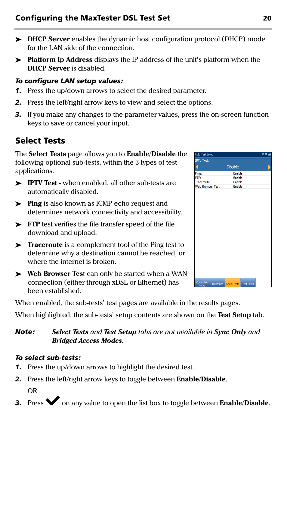 Select tests | EXFO MaxTester DSL User Manual | Page 26 / 58